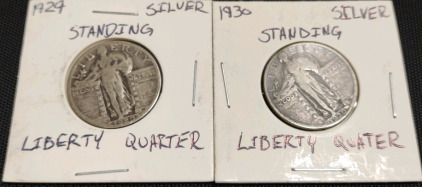 (2) Standing Liberty Silver Quarters 1929 & 1930