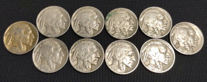 (10) Assorted Dates Buffalo Head Nickels 1926-1937
