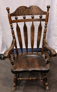(1) Wooden Rocking Chair - Pine Decorative Backrest