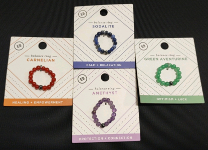 Set of (4)-Balance Rings; Sodalite, Carnelian, Amethyst, & Green Aventurine