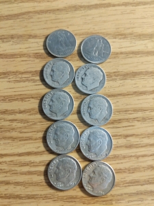 1947-1964 Dimes (8) US, (2) Canadian