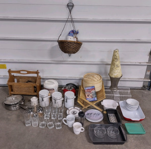 Box Full of Small Assortment of Cooking Appliances, Dishware, Collectable Disney Mickey Mouse Plates, Pans, & Much More Kitchware!!