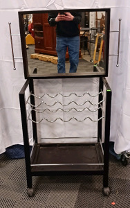 (2) Entertainer&rsquo;s Delight - (1) Rolling Metal Bar Cart (1) Framed Mirror