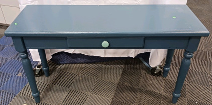 (1) Blue Wooden Console Table - 49&frac14;"x17"x28"