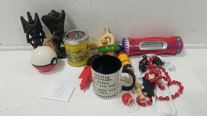 Crayon Tin, Engineer Coffee Mug, Tiki Statues, Pokemon Flashlight, and More!