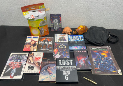 Assorted Movies Dvd And VHS, Home Decor, Retro Arcade Game, Mesh Litter Liners And More