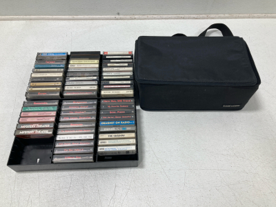 (55) Vintage Cassette Tapes w/ Carrying Bag
