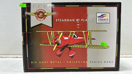 (Like New) Vintage 1993 Liberty Classics Stearman Bi-Plane Die-Cast Metal Collectors Series Bank