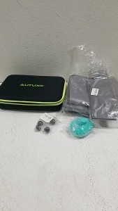 (1) Autuxc Hard Woven Carrying Case (3) Cloth Underbed Storage Boxes, (1) Silicone Hair Shampoo Brush, (5) Female Threaded Ball Knobs