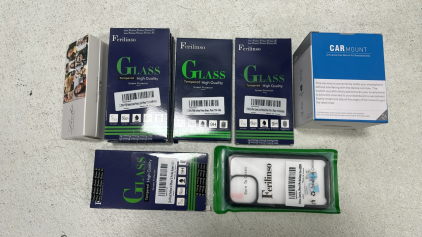 (1) Livho Blue Light Blocking Glasses, (3) iPhone 11 Tempered Screen Protector, (1) iPhone 13/14 Privacy Screen Protector, (1) iPhone 14 Pro/Pro Max Glass Camera Protector, (1) iPhone 15 Pro Max Screen Protector, iPhone 14 Pro Max Bumper Case, Universal C