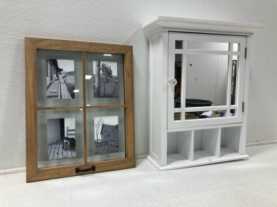 20.5&rdquo;x16.5&rdquo; Window Picture Frame, 24&rdquo;x17.5&rdquo;x5.5&rdquo; Removable Wall Medicine Cabinet with 1 Adjustable Shelf 5 Storage Spaces 1 Mirrored Glass Door and 1 Clear Knob, White