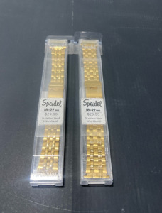 (2) Speidel 18-22mm Gold Stainless Steel Watchbands