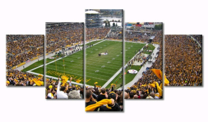 (1) Pittsburgh Steelers Stadium 5-Panel Canvas Wall Art Print, 60"L x32"T