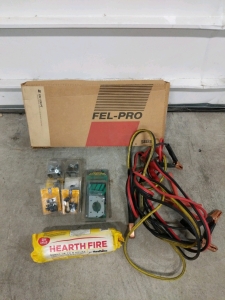 (1) Fel-Pro EIS1136PT Gasket Set - Chevrolet V8 (1) Trailer Wiring Kit (6) Napa Clamps (1) HearthFire Log (2) Jumper Cables