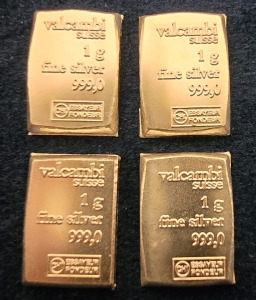 (4) 1 Gram Bars Of .999 Fine Silver