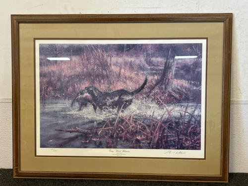 Ducks Unlimited Framed Wall Art "Gray Wood Retriever" By Robert K. Abbett