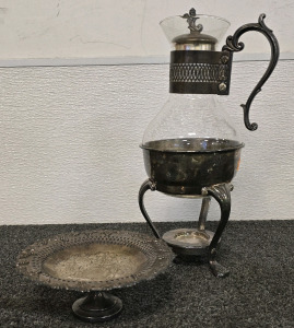 Vintage Tea/Coffee Carafe With Warmer And Small Serving Platter
