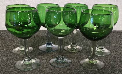 (7) Green Top/Clear Base Goblets