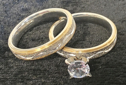 Gold & Silver Toned 2pc Ring Set- Size 8
