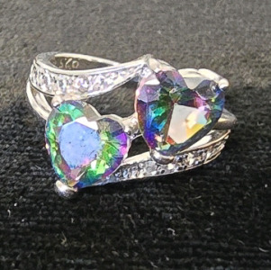 Womans Double Heart Sterling Silver Ring- Size 5