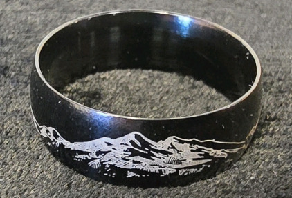 Mens Black Mountain Engagement Band- Size 12