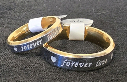 His & Hers "Forever Love" Matching Ring Set, 18k Stamp- His Size 11 And Hers Size 6