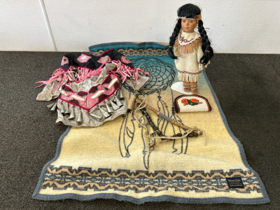 Native American Doll, Youths Dress, Wallet and More