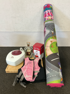 Play Mat, Youth Life Vest, Decanter, Wood Cutting Board and More
