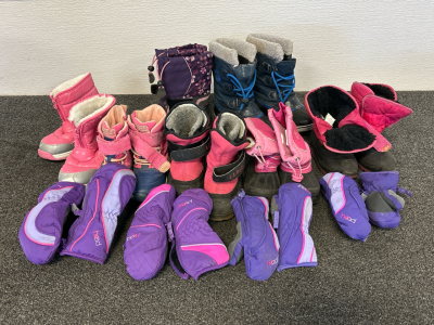 (7) Pairs Of Youths Winter Boots and Gloves