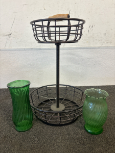 Vintage Vases With Fruit Stand