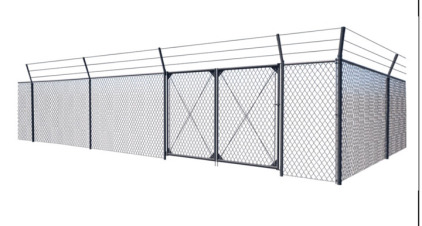 *At Meridian* Galvanized Chain Link Fence With Barbed Wire