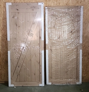 (2) Rustic Unfinished Solid Wood(Alder) Doors 6'11.7/8"&times;3' Door#2 6'8.1/8"X3'...