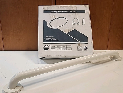 MOEN Bathroom Grab Bar.. Florescent Ceiling Fixture with Bulbs Electronic Ballast and Twist Lock Diffuser.. ..