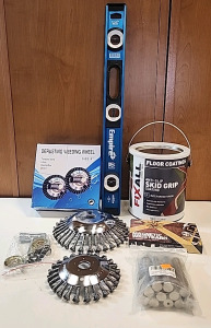 8" Derusting Wheels... Empire 24" Level.. FixAll Anti-Slip Skid Grip Coating... Magnetic Wristband For Small Tools.. Stainless Steel Stanfoff Screws..