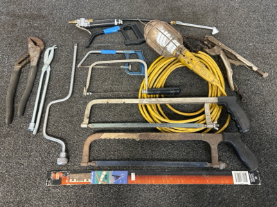 Various Tool Lot Including: Saws, Shop Light, and More