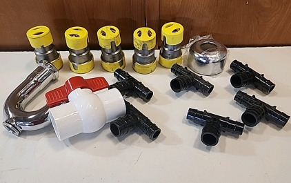 1-1/4" PVC Compact Ball Valve... (5) 1"&times;3/4" Apollo PowerPress Thick Walled Steel Gas Pipe Couplings.. (6) 1/2"&times;3/4" Plastic Tee's and More..