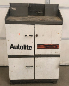 Vintage Autolite Metal Automotive Cabinet and Service Desk.. and all Contents Included ...