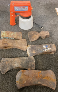 (6) Axe Heads & Electric Paint Spray Gun