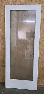 Wooden Framed Door With Glass Center... 6'7.7/8" x 2'8"