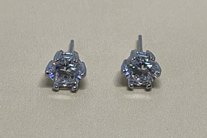 Pair Of 925 2 Carat Moissanite Stud Earrings W/ C.O.A. Warranty