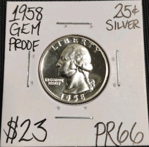 1958 PR66 Gem Proof Silver Washington Quarter