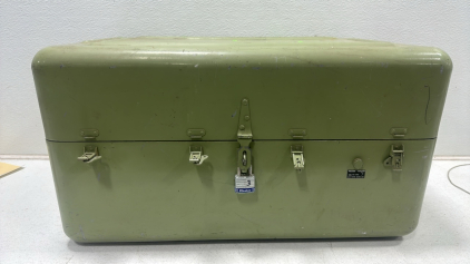 Vintage U.S. Army Locking Metal Trunk w/ Pressure Release Valve (32&rdquo; x 20&rdquo; x 17&rdquo;)