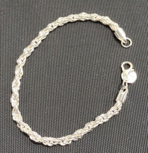 8" 925 Silver Twisted Rope Chain Bracelet
