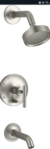 (1) KOHLER Purist Rite-temp Bath & Shower Trim W/ Lever Handle & Showerhead, Brushed Nickel