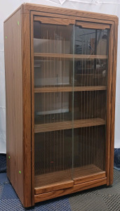 (1) Oak Display Cabinet w/ Glass Swing Doors - 39"x16"x60"