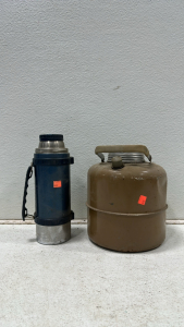 Vintage Large Tan Thermos, KST 1 Liter Thermos Vacuum Bottle