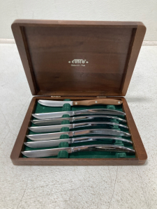 (6) Cutco Steak Knives & (1) Knife w/ Wooden Knife Box