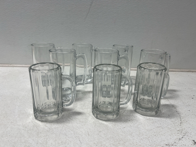 (9) Glass Beer Mugs