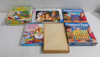 (1) Candy Land (1) Mr.Mouth (2) Connect Four (2) Puzzle
