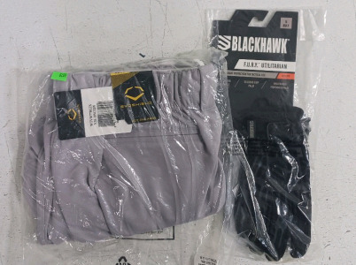 (2) Tactical & Sports Gear - Blackhawk Gloves S (1) Evoshield Baseball Pants 2XL